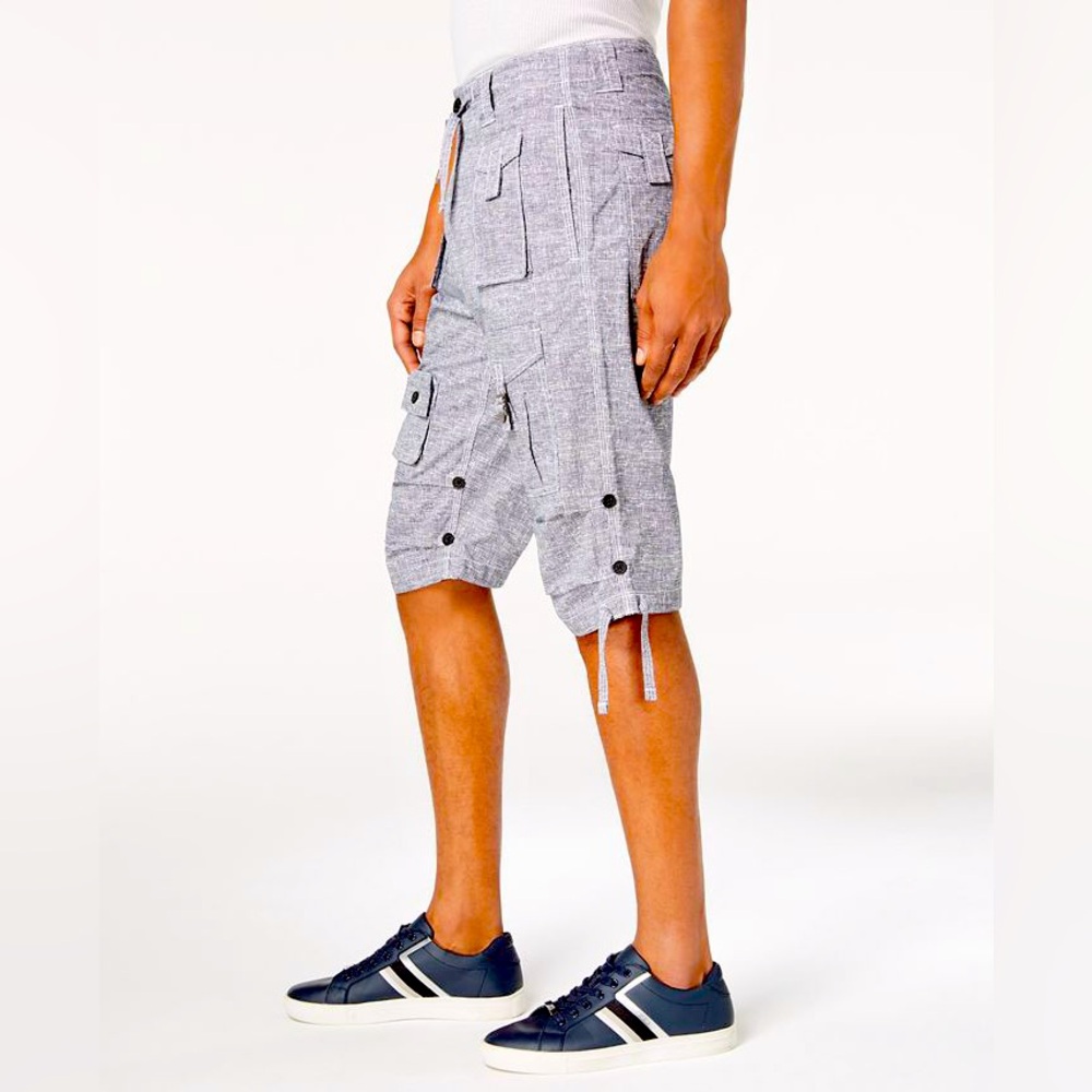 Sean John Mens Shorts Chambray Blue Sz 36 Cargo Classic Flight 14"
